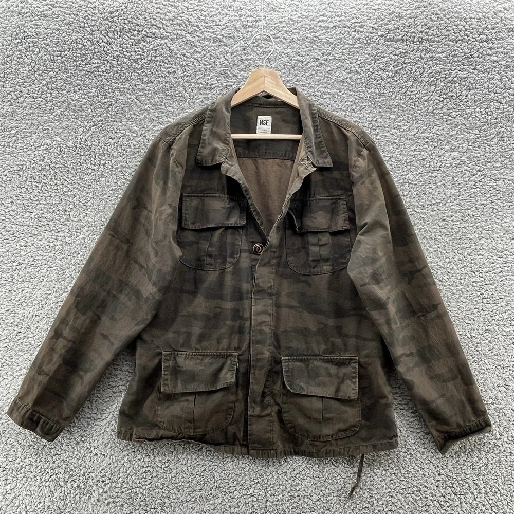 NSF Jacket Womens Large Army Green Camo Military Field Lightweight USA